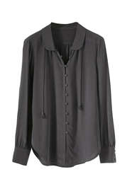 Tie-neck shirt, Ink grey, webstill