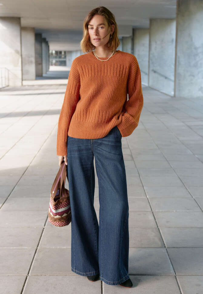 Rib-stitch sweater, Burnt orange, completeTheLook
