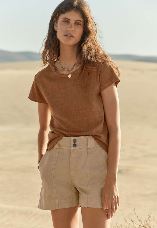 Contrast-fabric shorts, Sand, completeTheLook