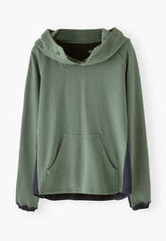 Panelled hoodie, Jade indigo, webstill