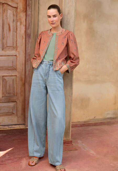 Reversible printed jacket, Orange coral, completeTheLook