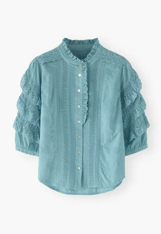 Schiffli blouse, Light cerulean, webstill