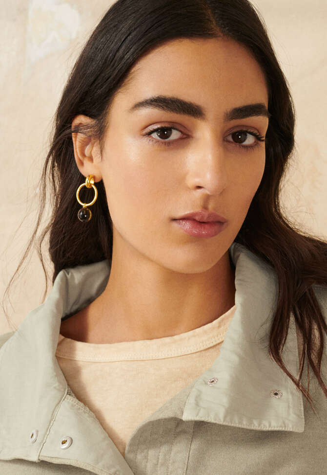 Sphere glass-drop earrings, Smoke, completeTheLook