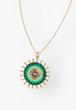 Sunburst necklace, Gold turquoise, webstill