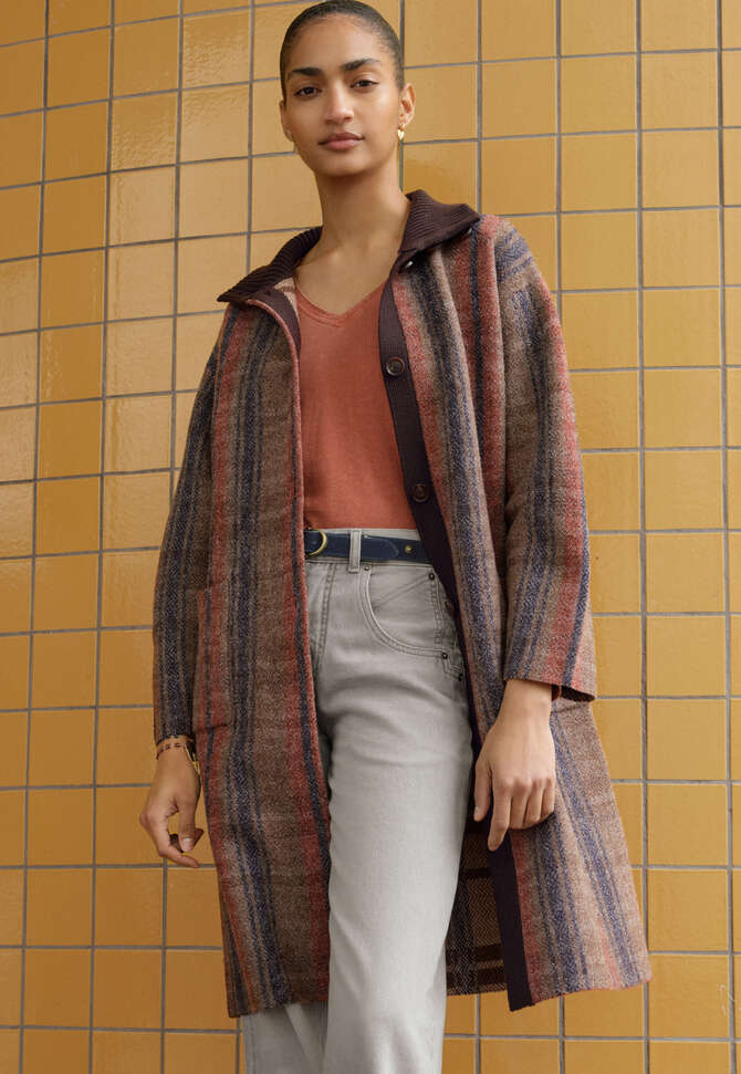 Stripe coat, Brown chilli, completeTheLook