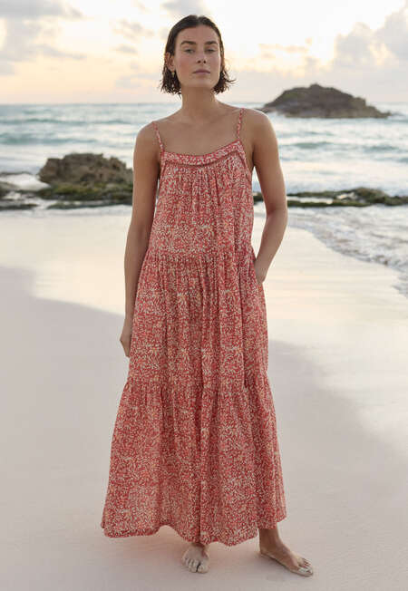 Printed sundress, Dark coral, completeTheLook
