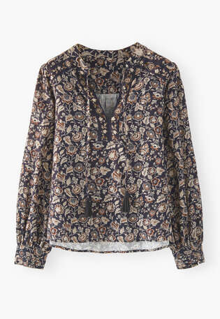 Printed blouse, Charcoal mink, webstill