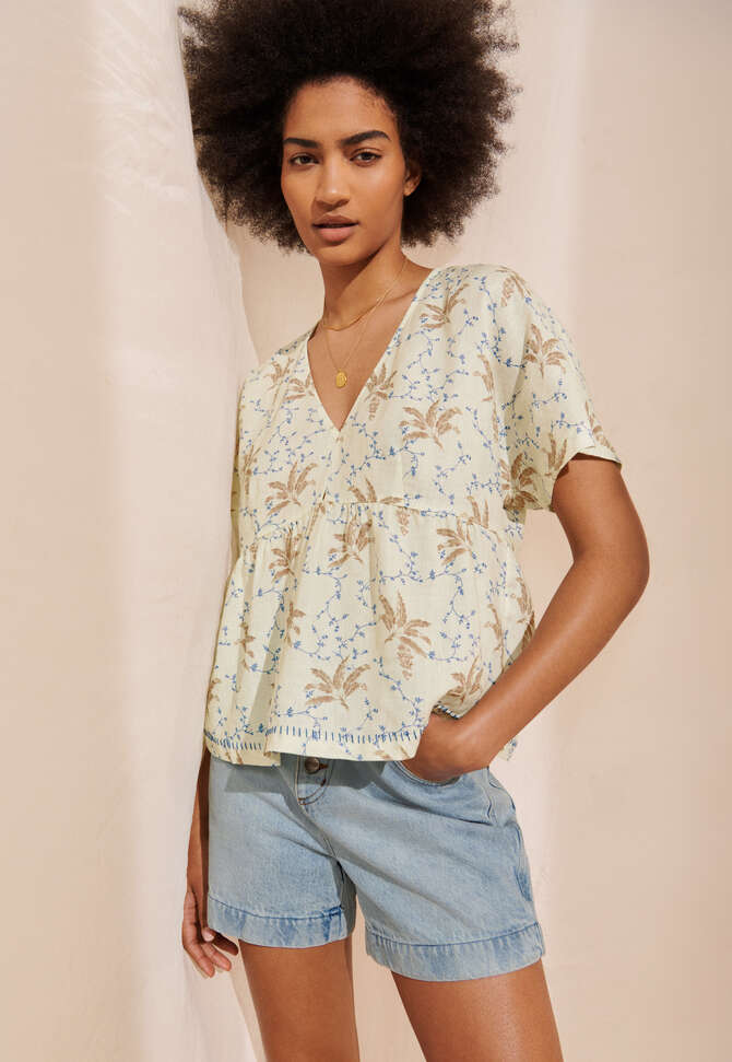 Printed top, Ivory, completeTheLook