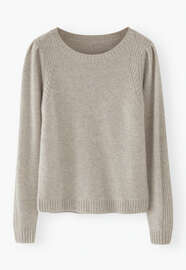 Puff-sleeve sweater, Pebble, webstill