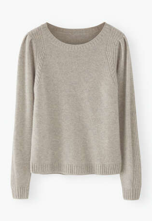 Puff-sleeve sweater, Pebble, webstill
