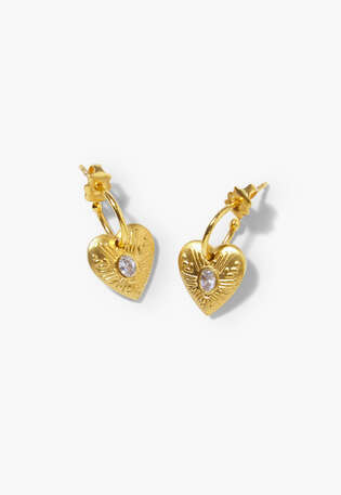 Heart earrings, Gold, webstill