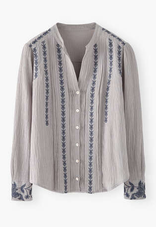 Embroidered blouse, Warm grey, webstill