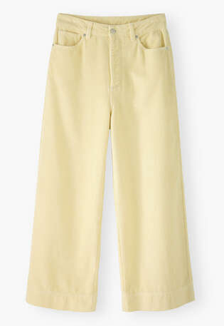 Wide-leg cord trousers, Pastel lemon, webstill