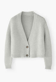 Cropped cardigan, Soft grey, webstill