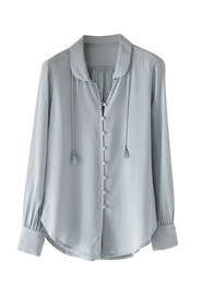 Tie-neck shirt, Aqua, webstill