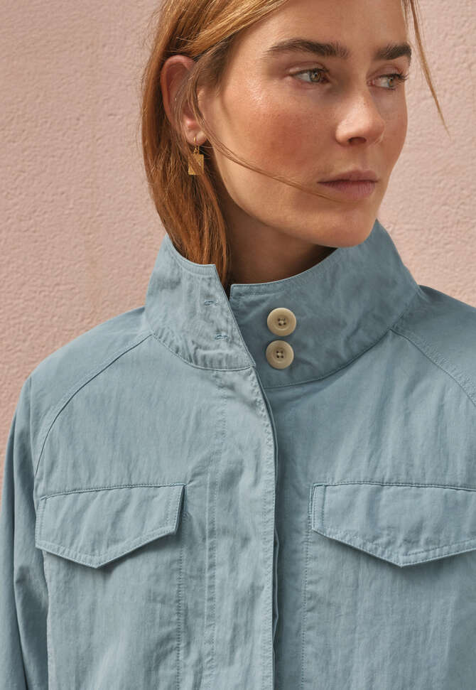 Wide cropped jacket, Stone blue, completeTheLook