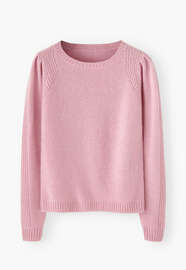 Puff-sleeve sweater, Rose pink, webstill