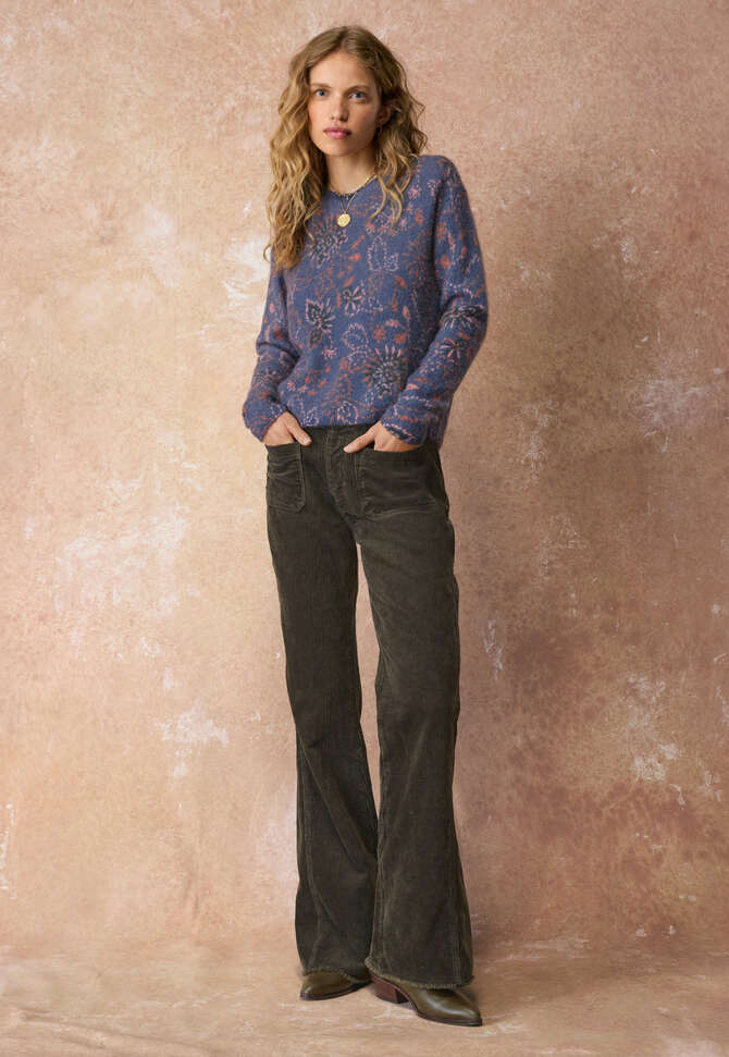 Plait detail cord trouser, Khaki charcoal, completeTheLook