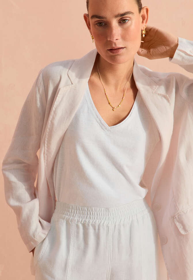 V-neck jersey vest, White, completeTheLook