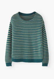 Striped crew-neck sweater, Seafoam teal, webstill