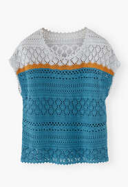 Crochet stitch sweater, Cerulean ochre, webstill