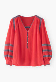 Embroidered blouse, Bright crimson, webstill