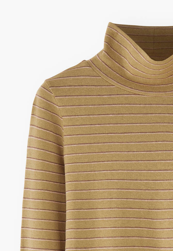 Striped roll neck, Sand rose, completeTheLook