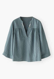 Notch-neck top, Stormy teal, webstill