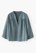 Notch-neck top, Stormy teal, webstill