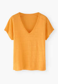V-neck jersey T-shirt, Bright apricot, webstill
