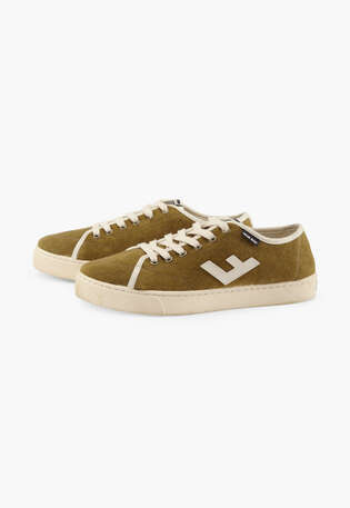 Lace-up trainers, Olive ivory, webstill