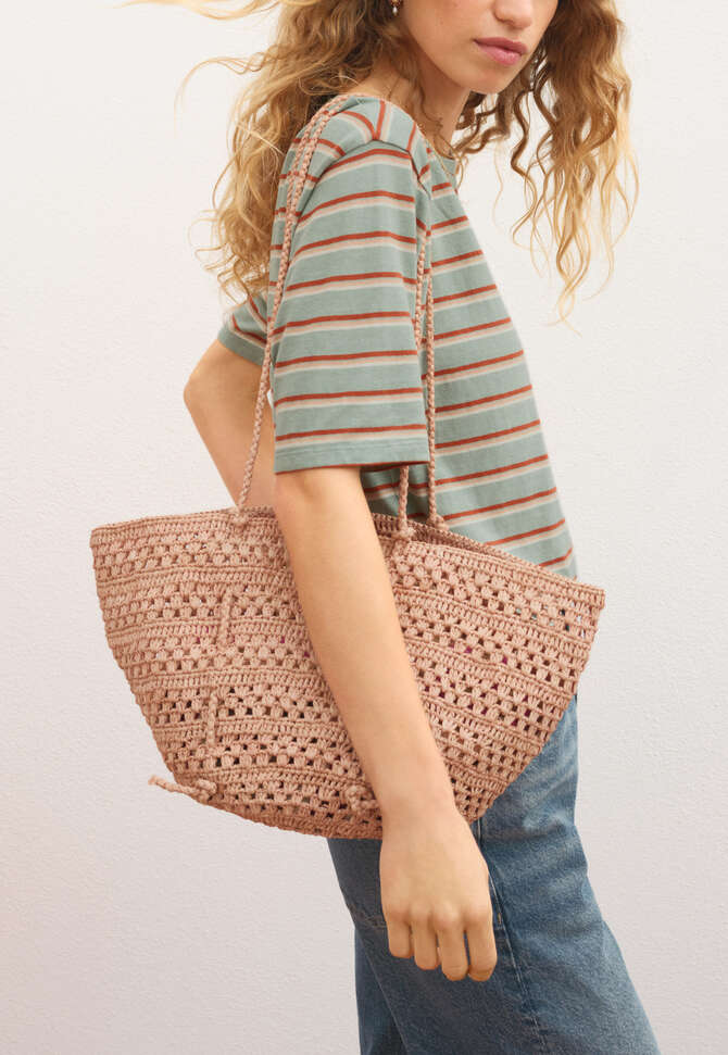 Woven shoulder bag, Powder pink, completeTheLook