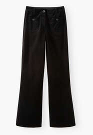 Velvet wide-leg trousers, Black, webstill