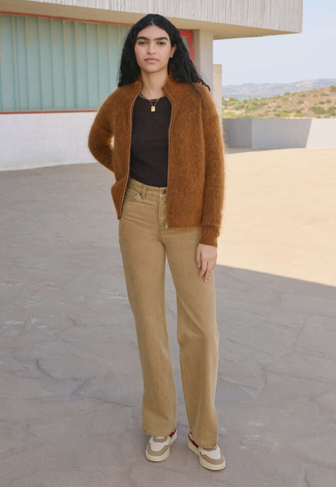 Zip-up sweater, Burnt copper, completeTheLook