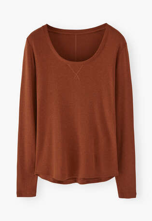 Scoop-neck top, Burnt rust, webstill