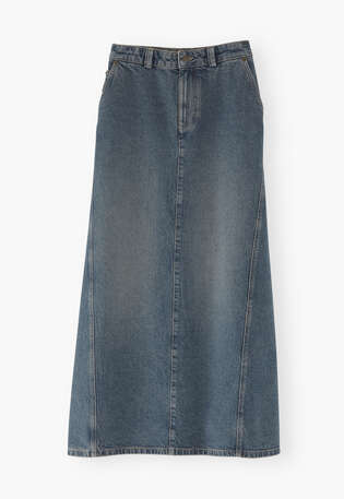 Darted denim skirt, Marine blue, webstill