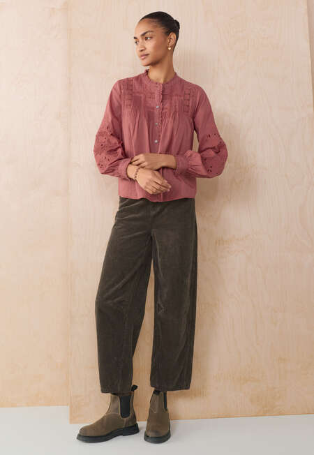 Horseshoe cord trouser, Khaki charcoal, completeTheLook