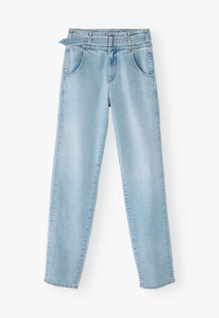 Belted straight-leg jeans, Light wash, webstill