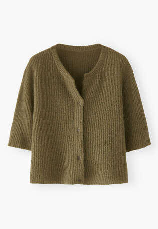 Short-sleeved cardigan, Dusty olive, webstill