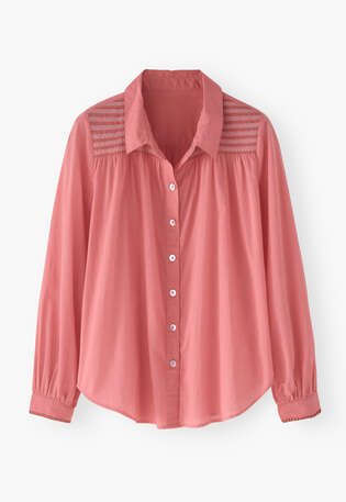 Shirring-detail shirt, Blush pink, webstill