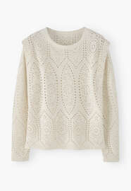 Broderie top, Ecru, webstill