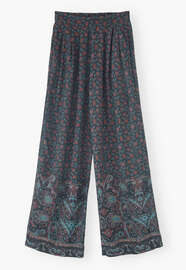 Wide-leg printed trousers, Raspberry petrol, webstill
