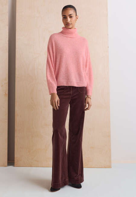 Roll-neck sweater, Rose pink, completeTheLook