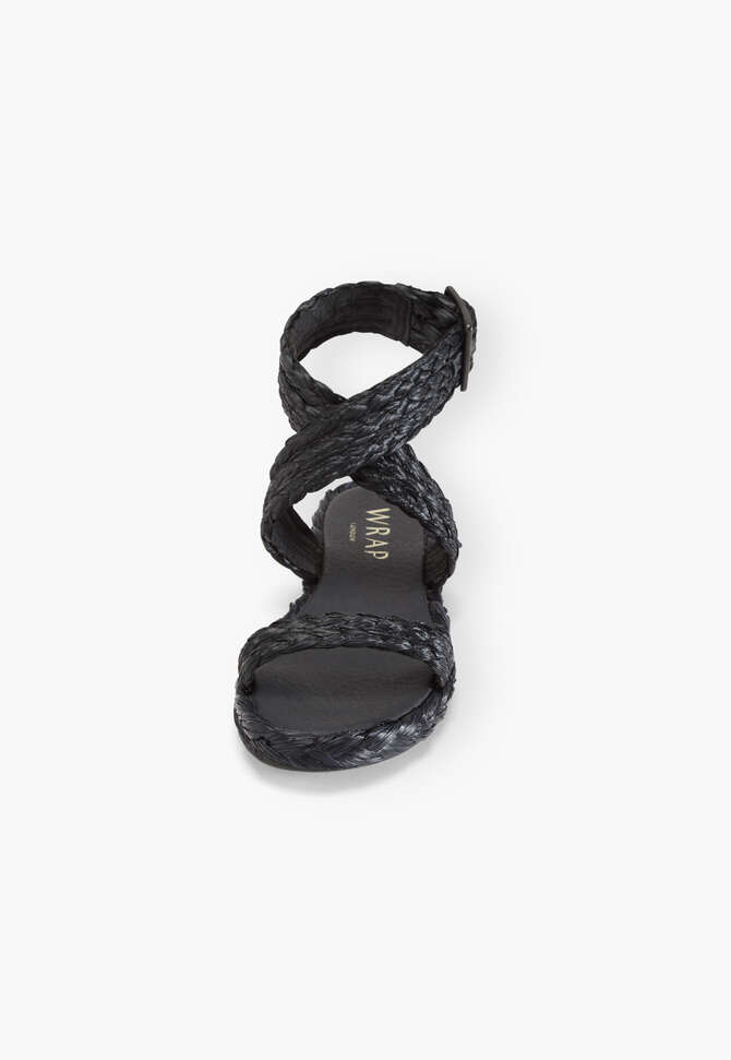 Raffia sandals, Black, completeTheLook