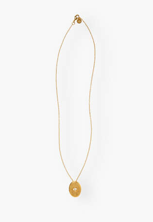 Oval pendant necklace, Gold, webstill