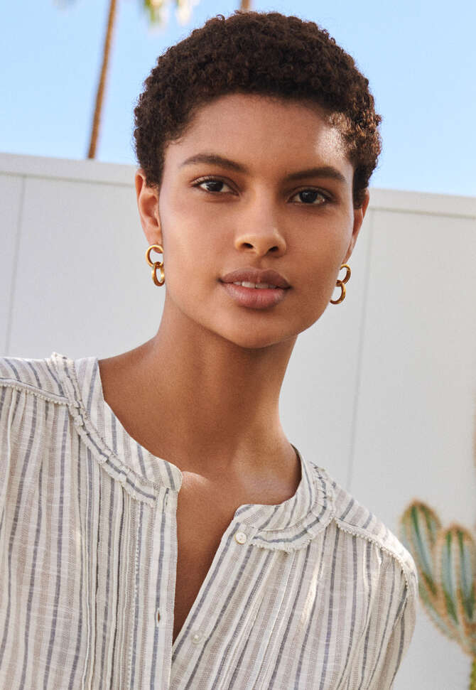 Double-hoop earrings, Gold, completeTheLook