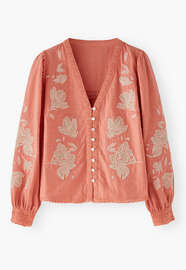 Applique blouse, Coral blush, webstill