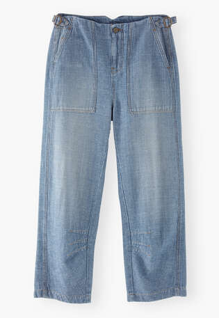 Barrel-leg striped trousers, Light wash, webstill