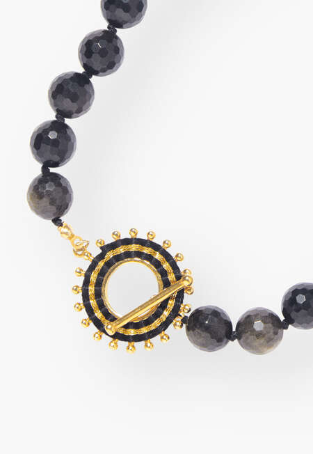 Beaded necklace, Gold black, completeTheLook