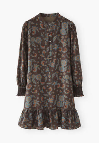 Printed dress, Chocolate denim, webstill